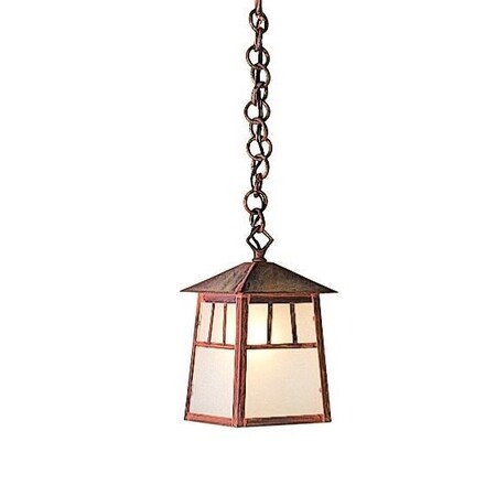 Arroyo Craftsman 6" Raymond Pendant, Raw Copper, Rain Mist Glass RH-6RM-RC